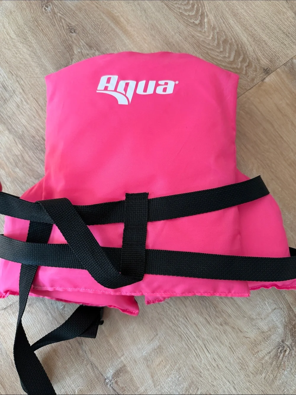 Aqua Bright Pink Children's Swim Vest with Black Accents size 30-50 pounds